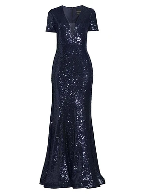 Sequined Fit & Flare Gown