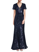 Sequined Fit & Flare Gown