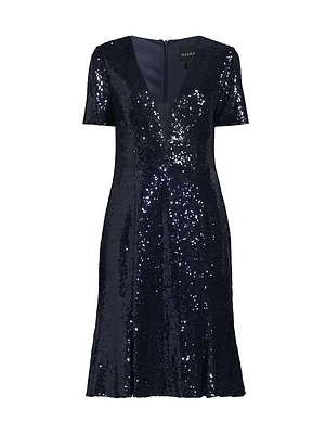 Sequined Fit & Flare Midi-Dress