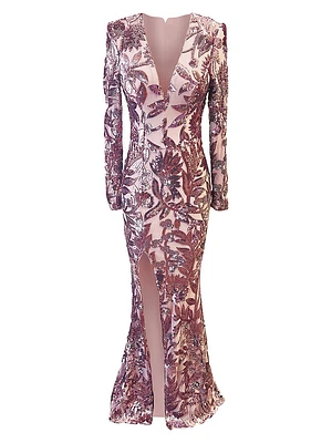 Alessandra Sequin Floral Mermaid Gown