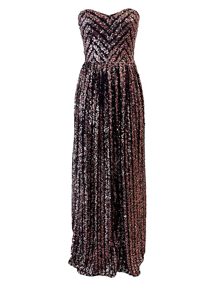 Audrina Sequin Chevron Gown