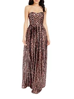 Audrina Sequin Chevron Gown