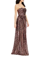 Audrina Sequin Chevron Gown