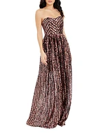 Audrina Sequin Chevron Gown