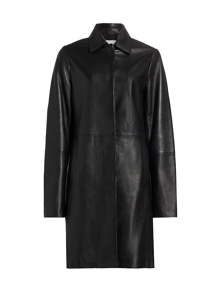 Leather Knee-Length Coat