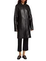 Leather Knee-Length Coat