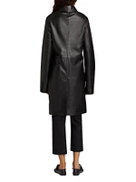 Leather Knee-Length Coat