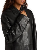 Leather Knee-Length Coat