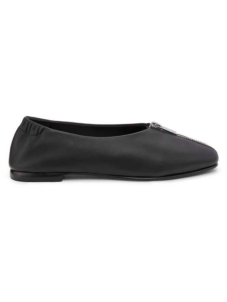 Eden Zipper Leather Flats