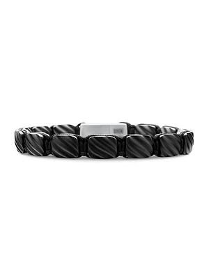 Sculpted Cable Woven Tile Bracelet Titanium