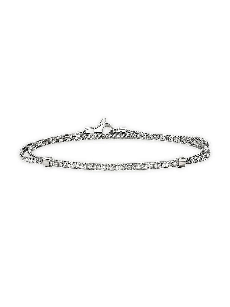 JH Essentials Pavé Sterling Silver & 0.24 TCW Diamond Wrap Bracelet