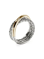 JH Essentials 14K Yellow Gold & Sterling Silver Crossover Ring