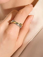 JH Essentials 14K Yellow Gold & Sterling Silver Crossover Ring