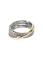 JH Essentials 14K Yellow Gold & Sterling Silver Crossover Ring