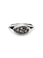 Pebble Sterling Silver & 0.02 TCW Pavé Black White Diamond Ring