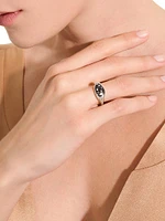 Pebble Sterling Silver & 0.02 TCW Pavé Black White Diamond Ring