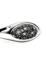 Pebble Sterling Silver & 0.02 TCW Pavé Black White Diamond Ring