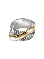 JH Essentials Crossover 14K Yellow Gold & Sterling Silver Band Ring