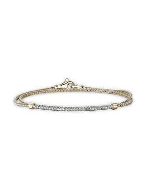 JH Essentials Pavé 14K Yellow Gold & 0.24 TCW Diamond Wrap Bracelet