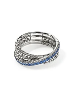 JH Essentials Sterling Silver & Blue Sapphire Crossover Ring