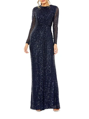 Sequined Knotted Column Gown