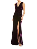 Velvet Pleated Waist Slip Gown