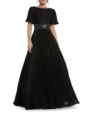 Pleated Georgette Ball Gown
