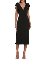 Crêpe Bow Shoulder Midi-Dress