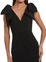 Crêpe Bow Shoulder Midi-Dress