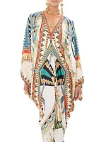 Abstract-Print Silk T-Shape Caftan