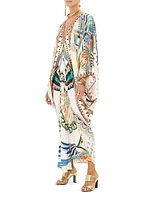 Abstract-Print Silk T-Shape Caftan