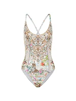 Floral Scoopneck One-Piece Swimsuit