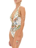 Abstract-Print Halterneck One-Piece Swimsuit