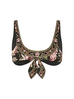 Floral Front-Tie Bikini Top