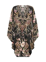 Floral-Print Silk Caftan