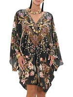 Floral-Print Silk Caftan