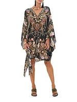 Floral-Print Silk Caftan