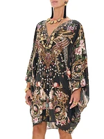 Floral-Print Silk Caftan