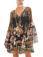 Floral Silk A-Line Minidress