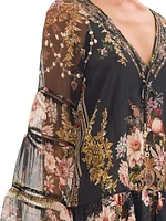 Floral Silk A-Line Minidress