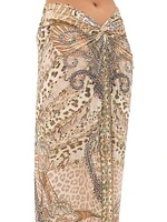 Leopard-Print Twist-Front Maxi Skirt