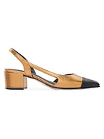 Monroe Metallic Leather Slingback Pumps