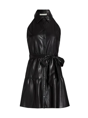 Miranda Faux Leather Tie-Waist Minidress