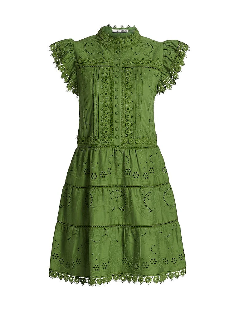 Marina Embroidered Tiered Minidress