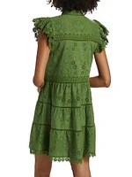 Marina Embroidered Tiered Minidress