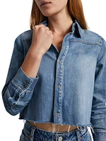 Cut-Off Cropped Denim Shirt