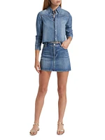 Cut-Off Cropped Denim Shirt