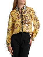 Willa Scarf-Print Silk Blouse