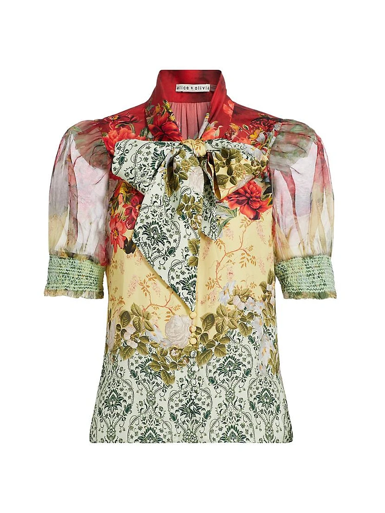 Brentley Floral Tie-Neck Blouse