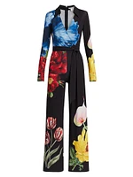 Melinda Floral Wide-Leg Wrap Jumpsuit